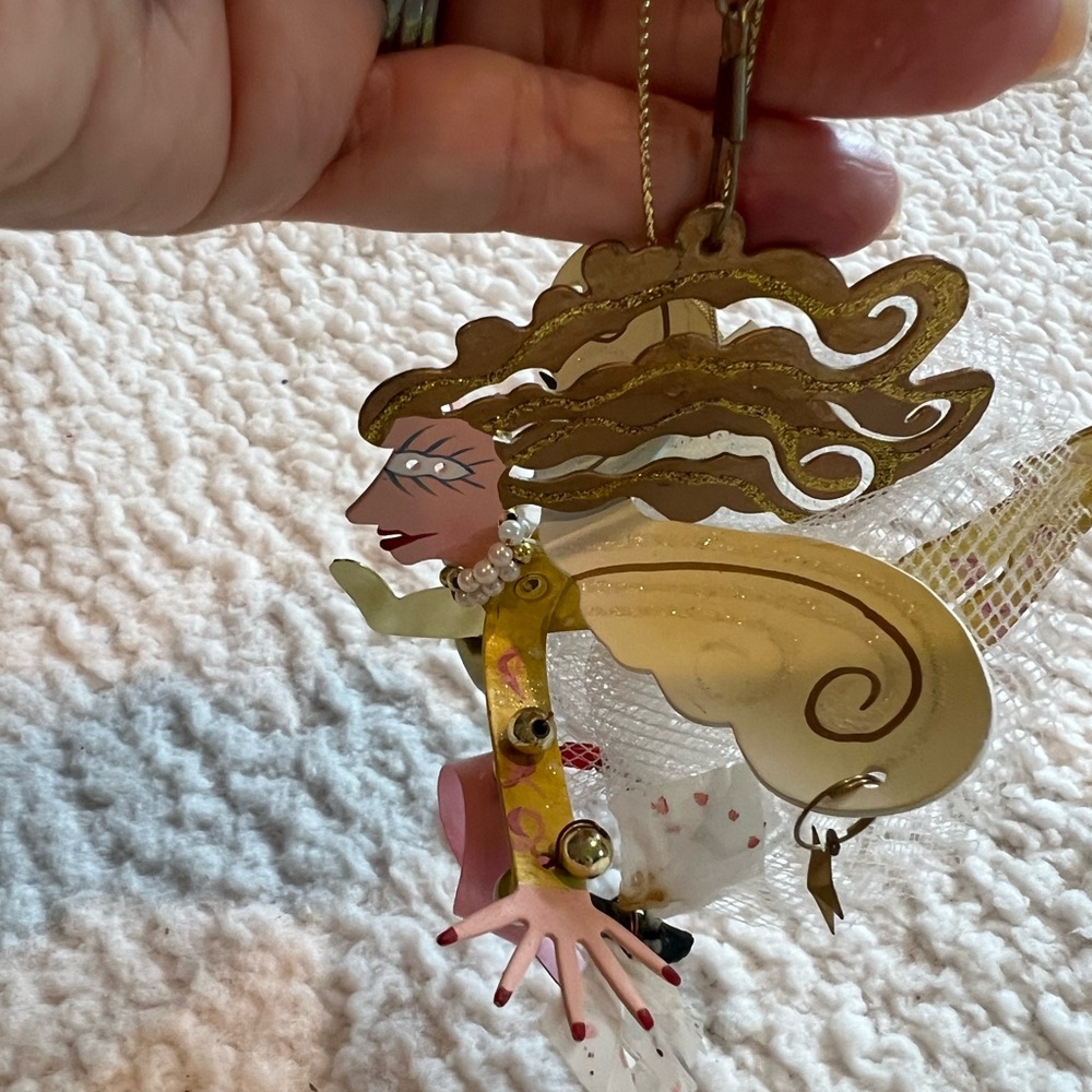 Karen Rossi Silvestri Fanciful Flights Angel Ornament; Breast Cancer Angel - Picture 3 of 8